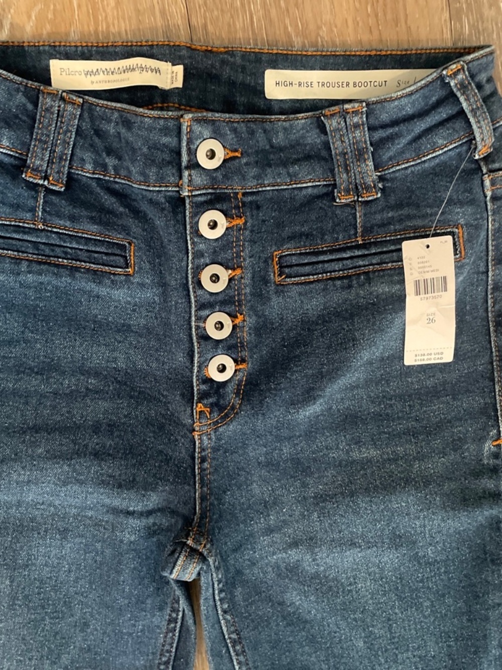 Pilcro by Anthropologie high rise trouser bootcut jeans.